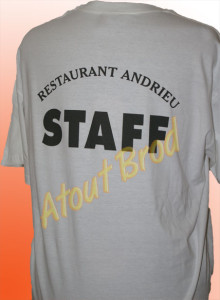 T-Shirt imprimé pour un restaurant par Atout Brod, Toulouse , Mondonville