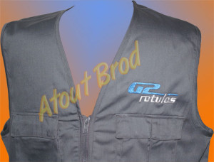 Gilet de travail broderie logo de l'entreprise Rotulos G2 par Atout Brod, Toulouse , Mondonville