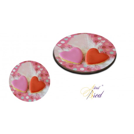 Sous-verre rond " coeur gâteaux "