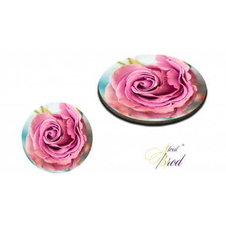 Sous-verre rond "rose "