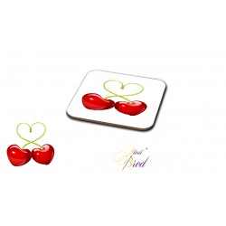 Sous-verre carré "cerises "