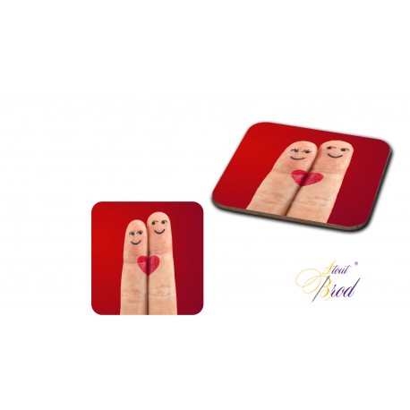 Sous-verre carré " duo doigts "